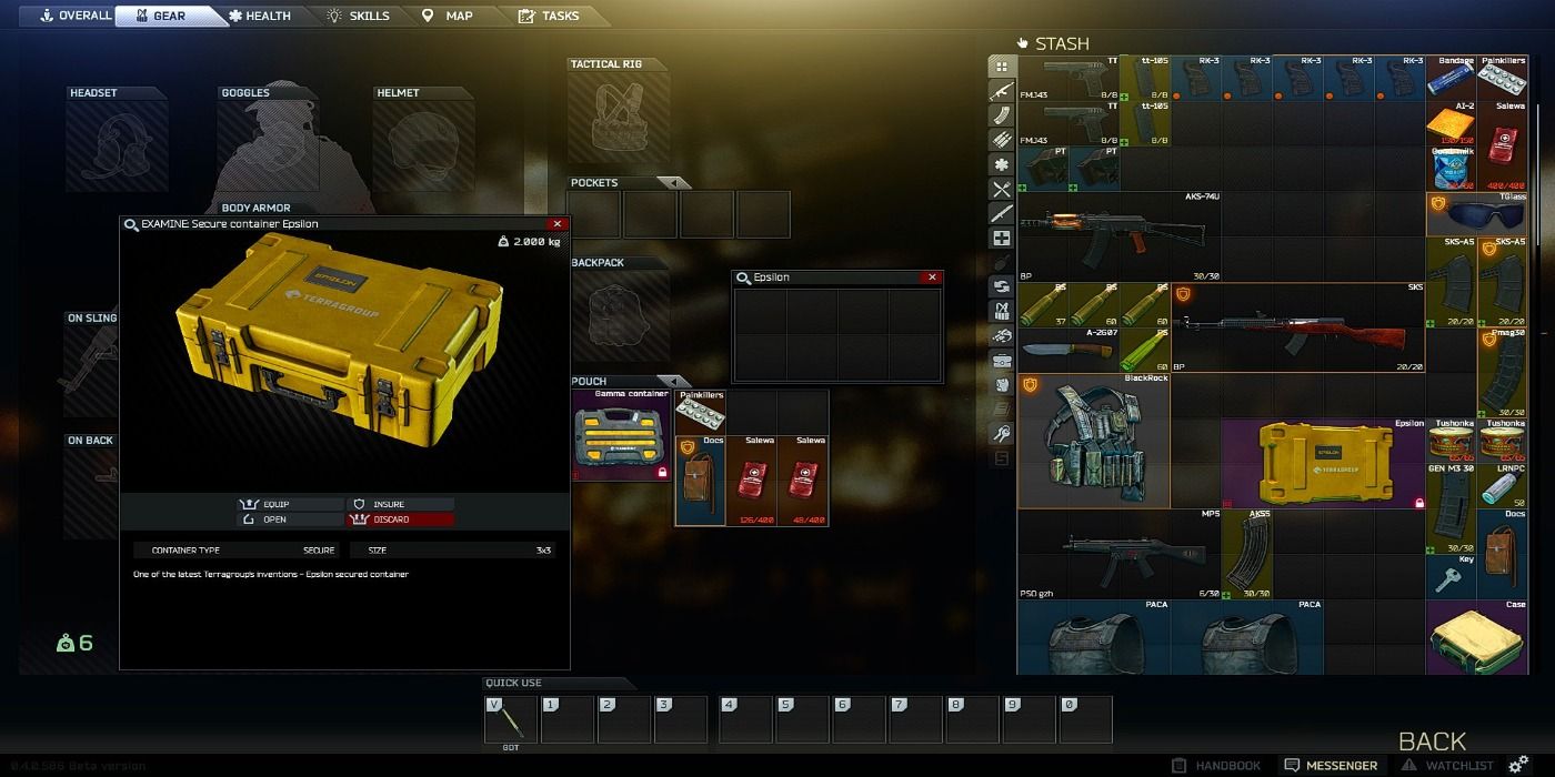escape from tarkov container in inventory screen