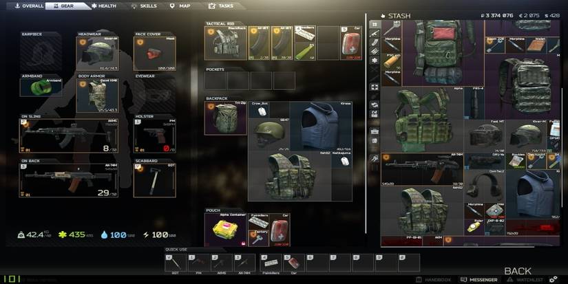 escape from tarkov gear inventory screen
