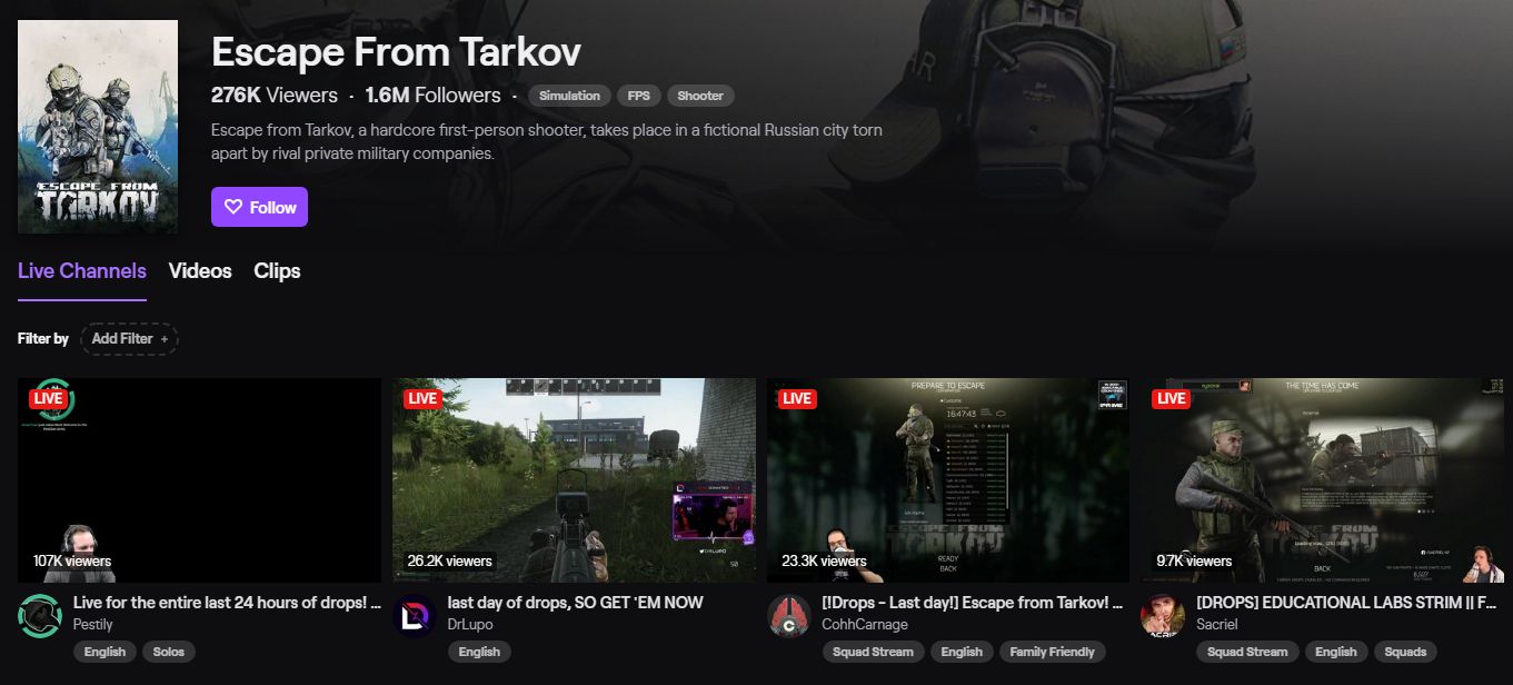 Escape from Tarkov is Dominating Twitch Thanks to Loot Drops