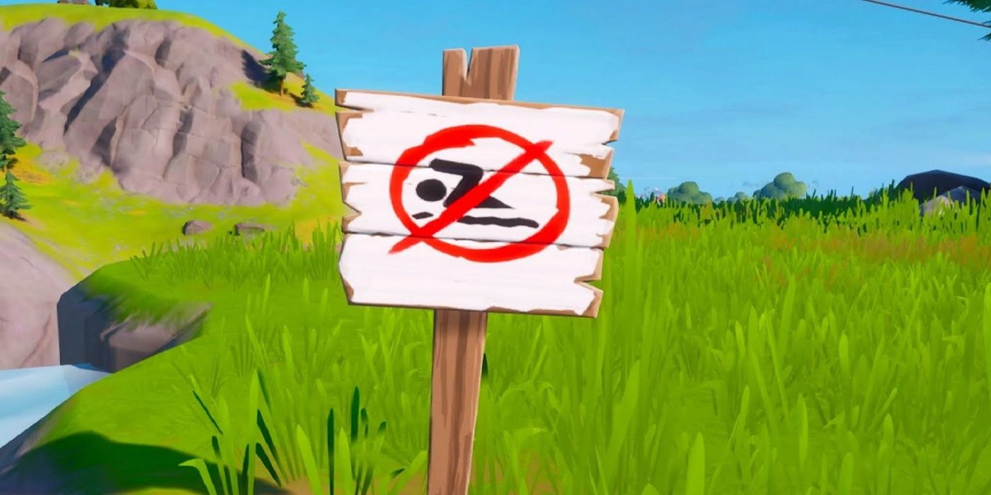 fortnite no swimming sign at point of interest