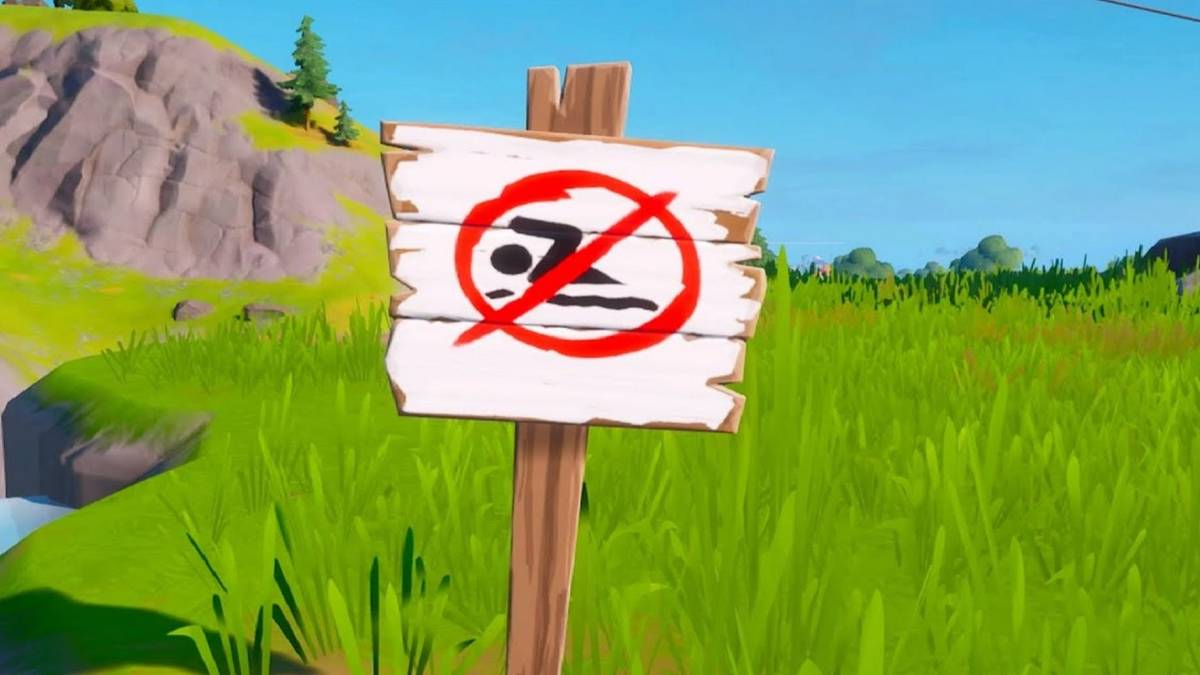 fortnite no swimming sign at point of interest
