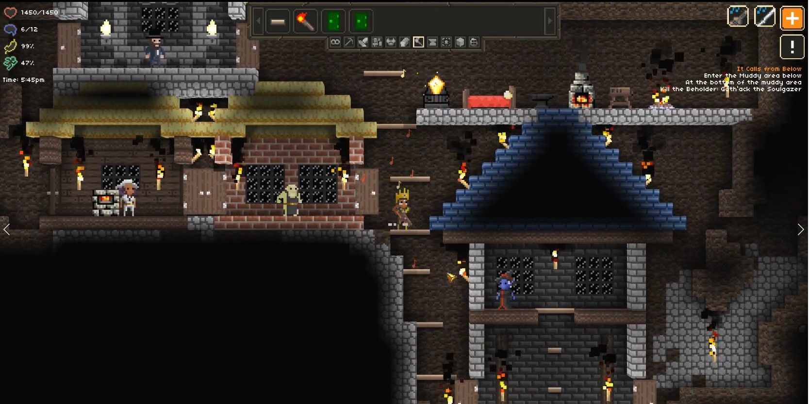 it lurks below game screenshot busy fortress mining interior