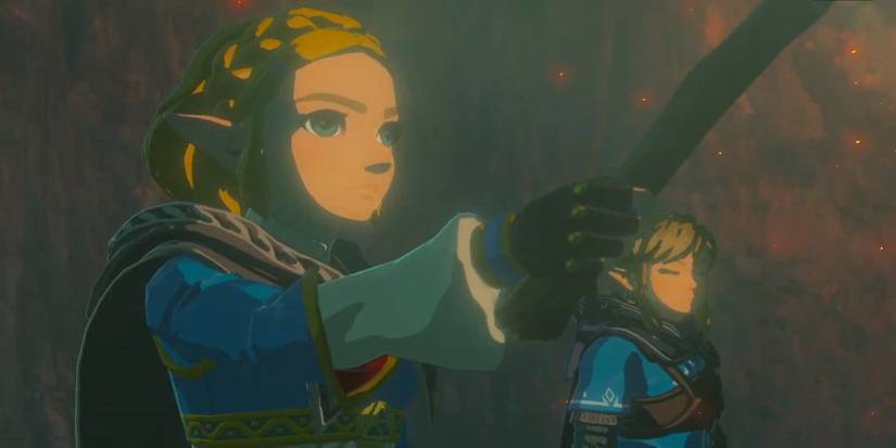 legend of zelda breath of the wild 2 - link and zelda in a cave
