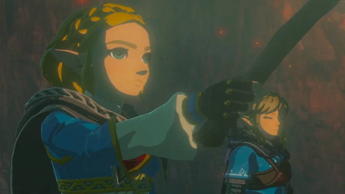 legend of zelda breath of the wild 2 - link and zelda in a cave