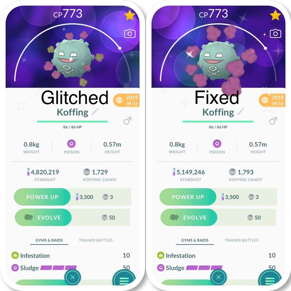 pokemon go shiny koffing changed in patch