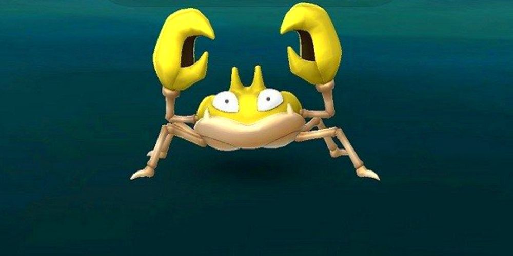 golden krabby shiny on a blue background.