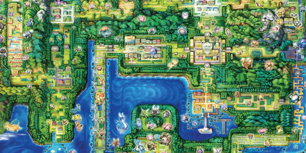 The Kanto region from the first generation of Pokemon games