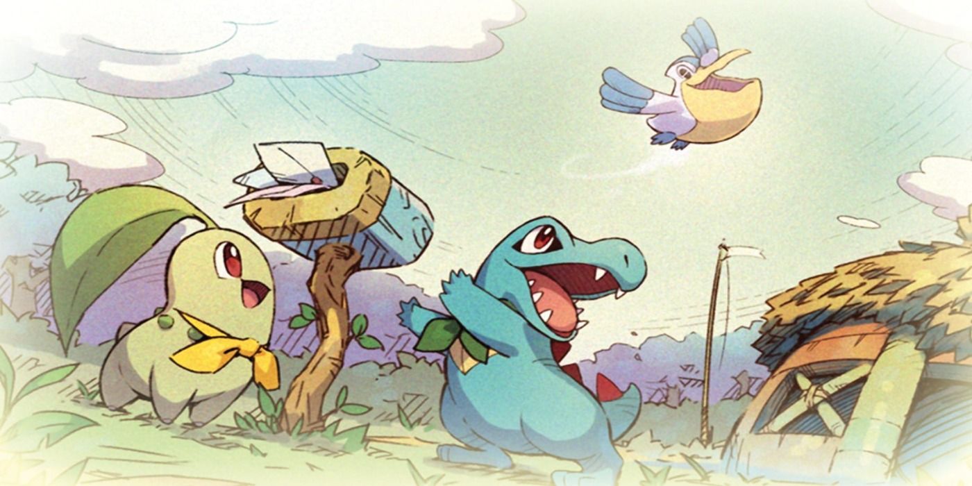 pokemon mystery dungeon totodile and chikorita artwork