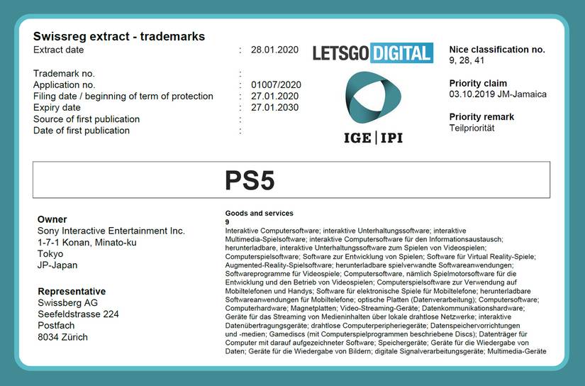 ps5 trademark