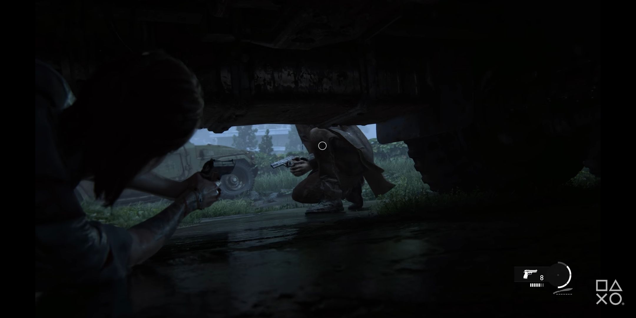 Ellie stealth hiding under truck in the last of us 2 tlou2 gameplay trailer/demo