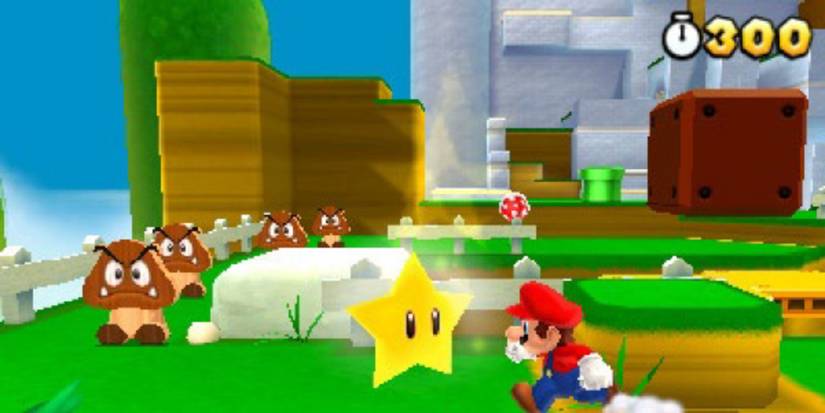 super mario 3D land collecting a star