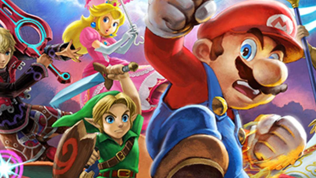 promo art, super smash brothers shulk, link, peach, mario