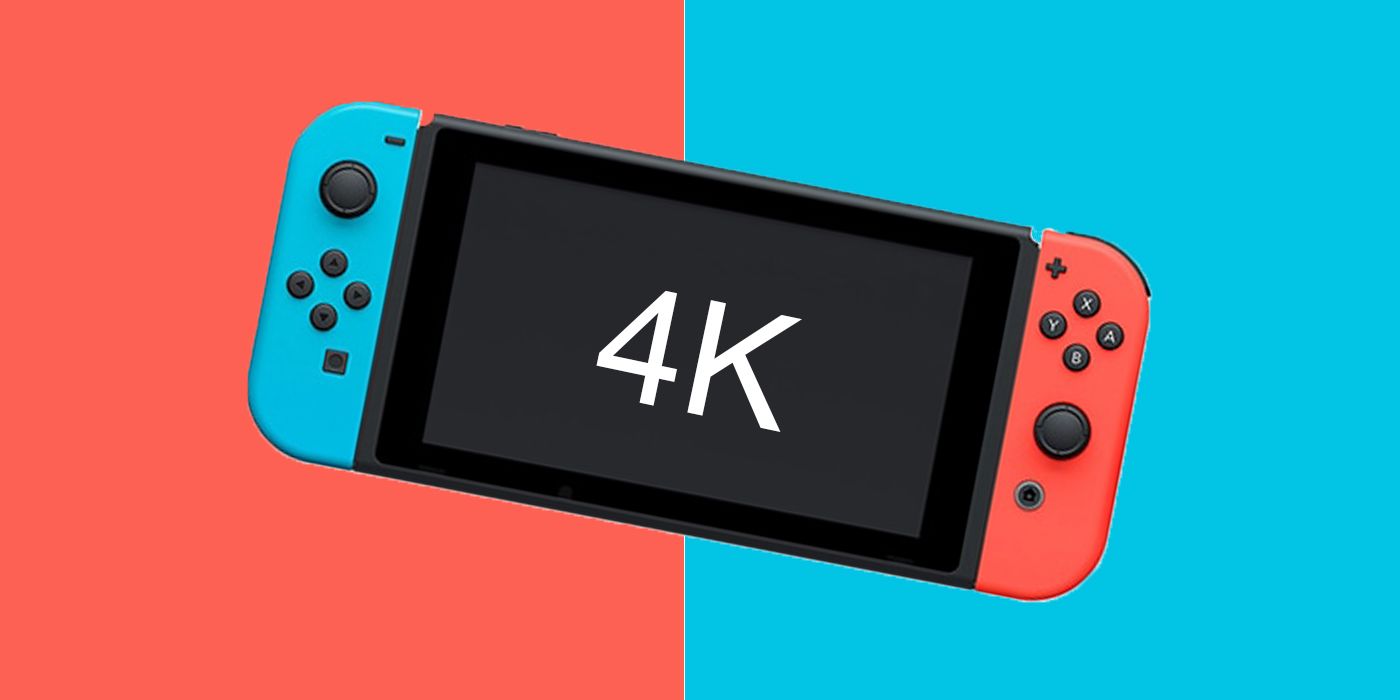 Nintendo Switch with 4K over screen on red and blue background
