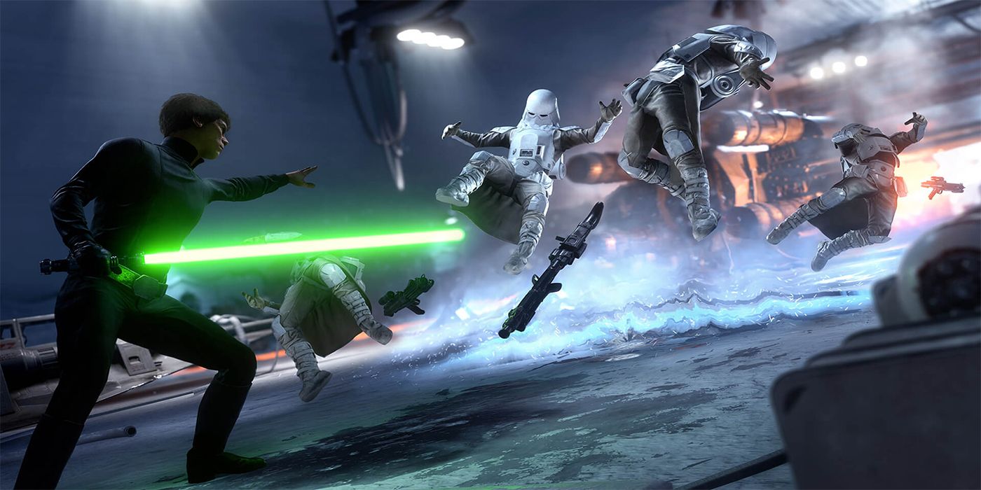 Luke Skywalker force pushing Stormtroopers on Hoth