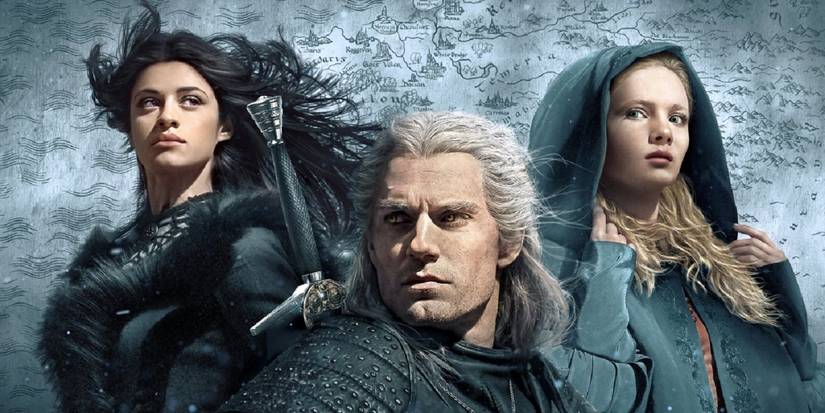 geralt yennefer and ciri over map