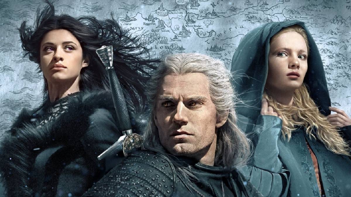 geralt yennefer and ciri over map