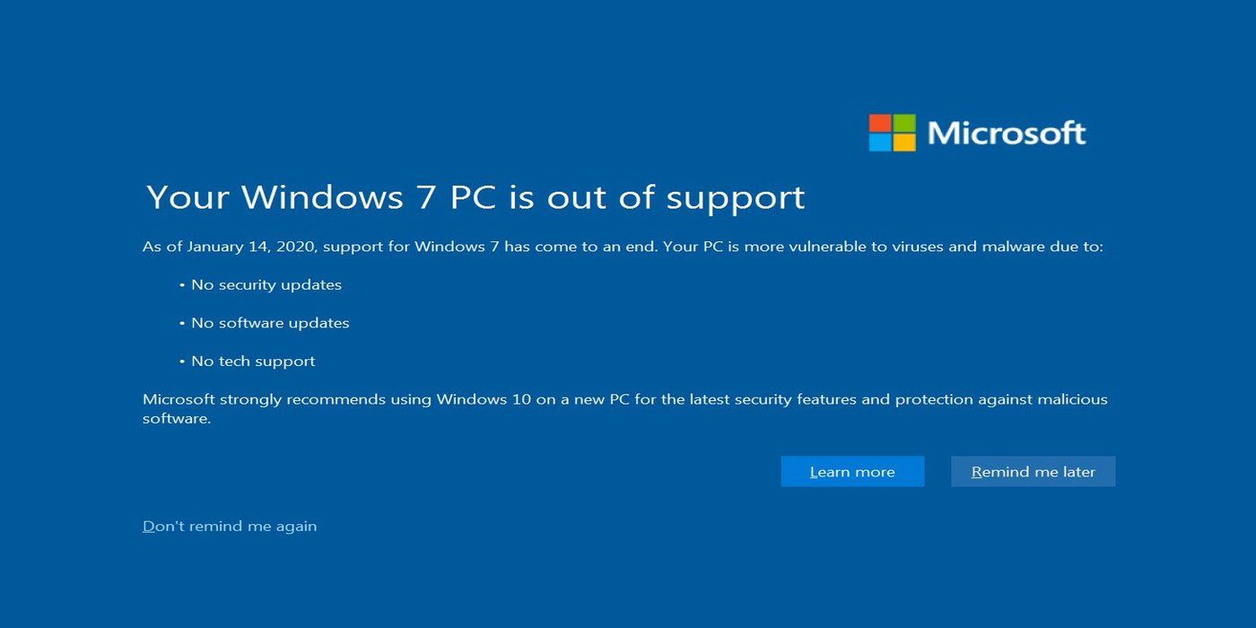 windows 7 out of support free upgrade windows 10