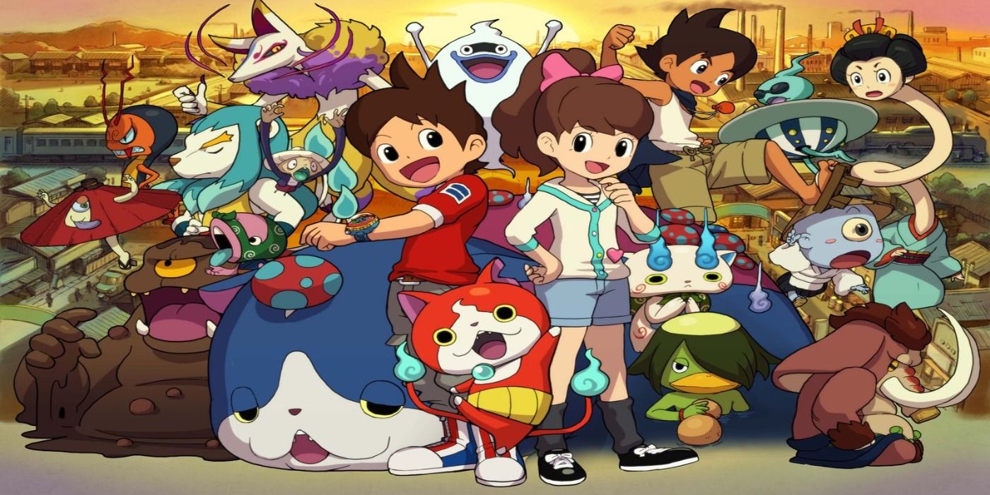 yokai watch official art with protagonists