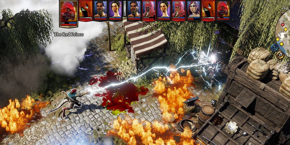 A battle in Divinity Original Sin 2 where a mage casts a lightning spell