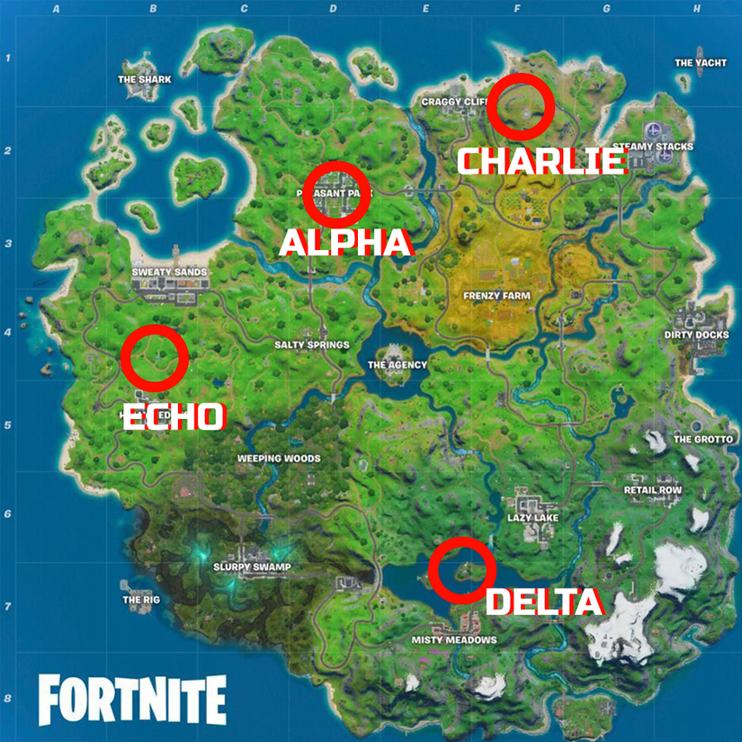All 5 locations of Fortnite Shadow Safe Houses
