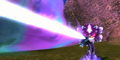 Mephiles firing a purple beam