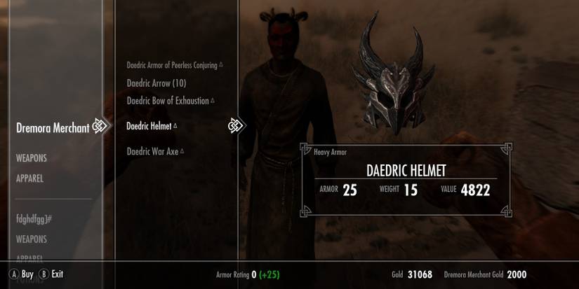 Daedric Helmet vendor price screenshot