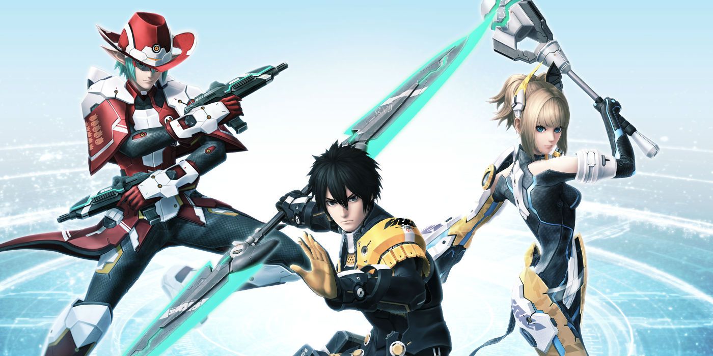 phantasy star online 2 protagonists promo art