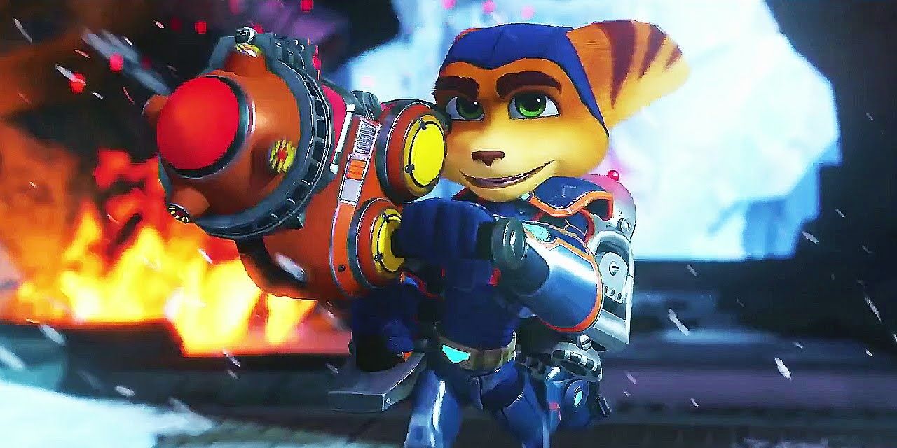 Ratchet holding a large weapon