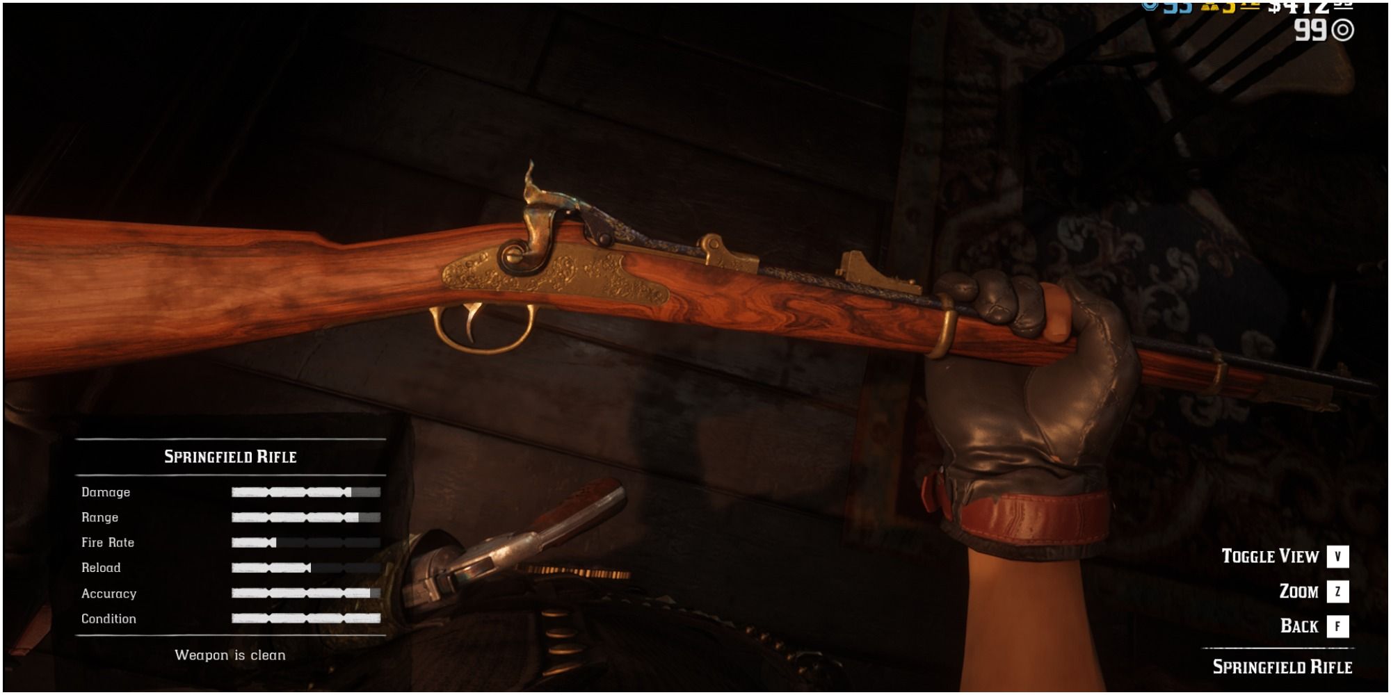 Red Dead Online Looking At A Freshly Cleaned Springfield Rifle