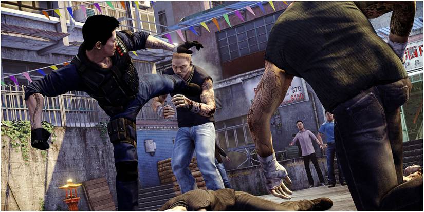 Wei Shen taking out scores of bad guys on the streets on Hong Kong