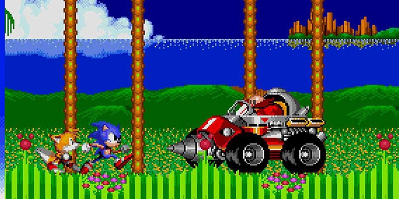 Robotnik battling Sonic in a vehicle