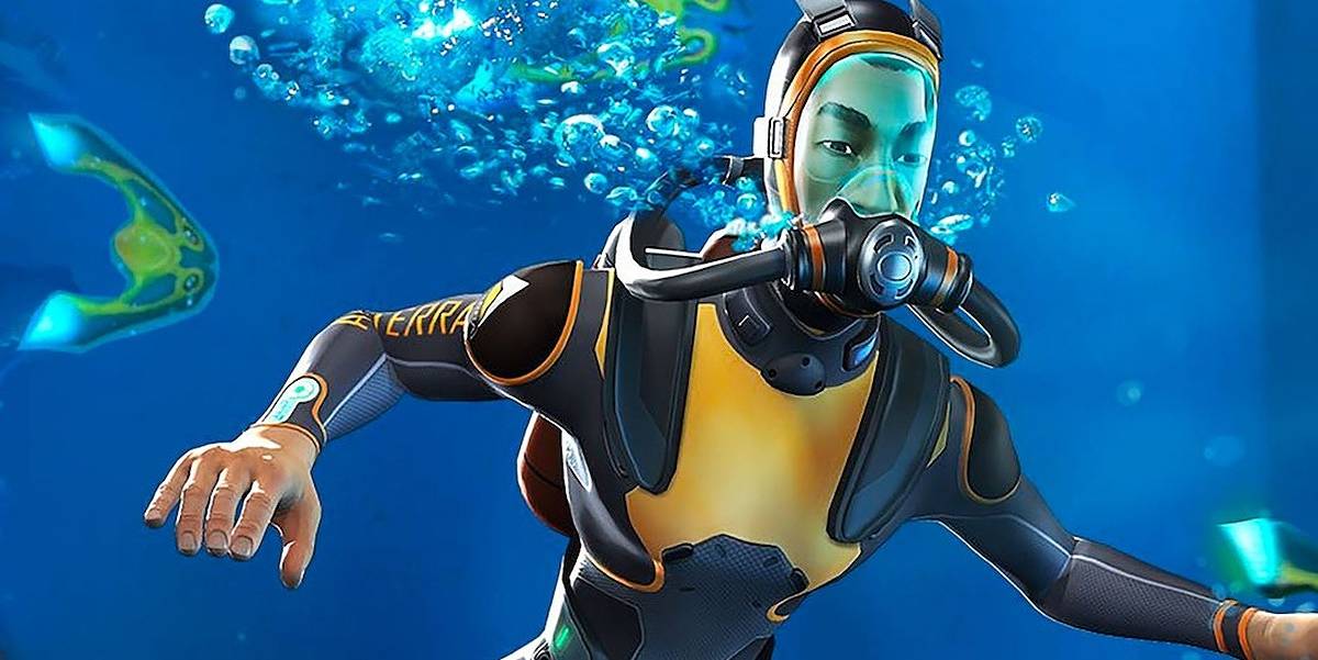 person underwater in subnautica