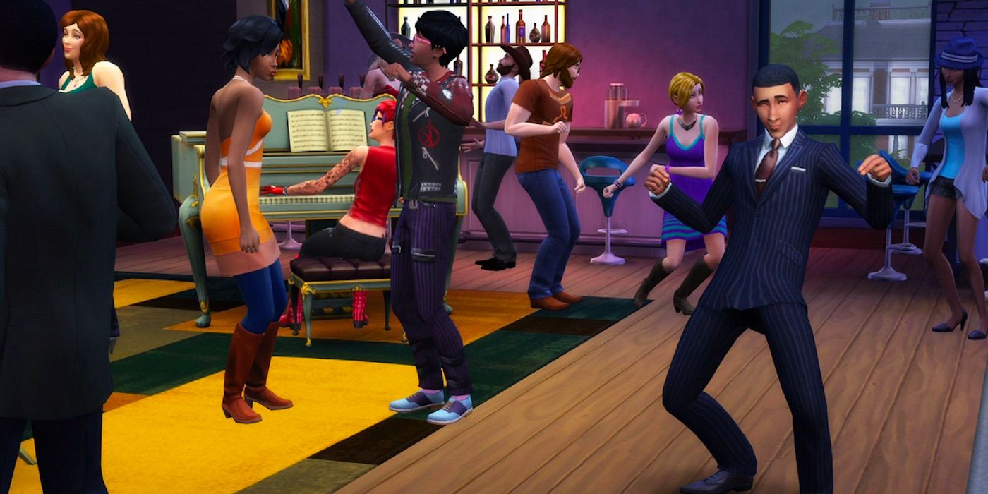 The Sims dancing during party