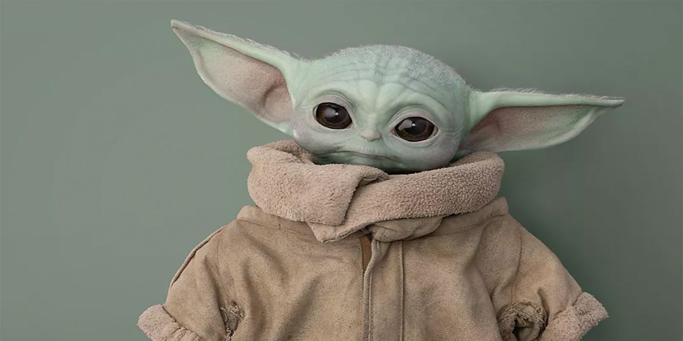 Baby Yoda on green background