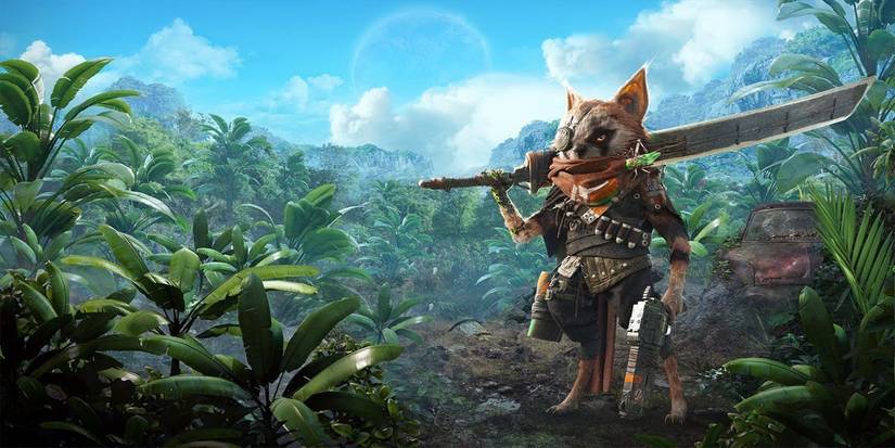 Biomutant creature standing in foliage