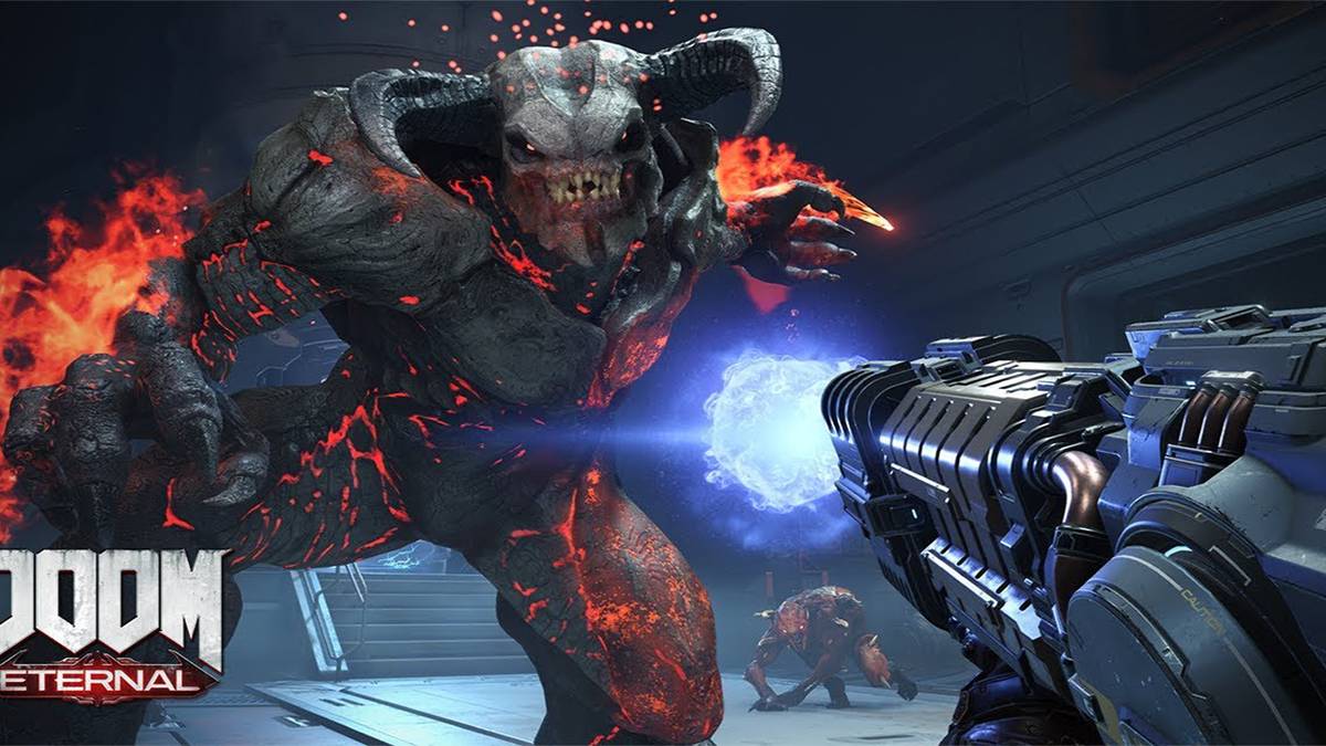 doom eternal shooting baron of hell