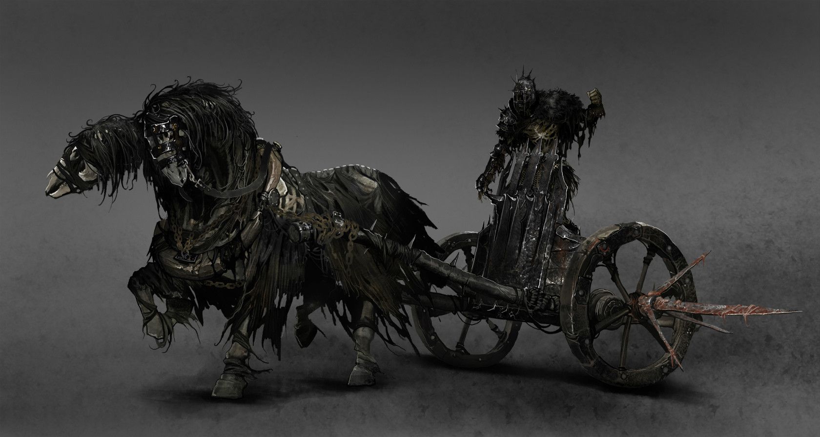 Executioner's Chariot Concept Art from Dark Souls 2 Scholar of the First Sin Huntsman's Copse boss