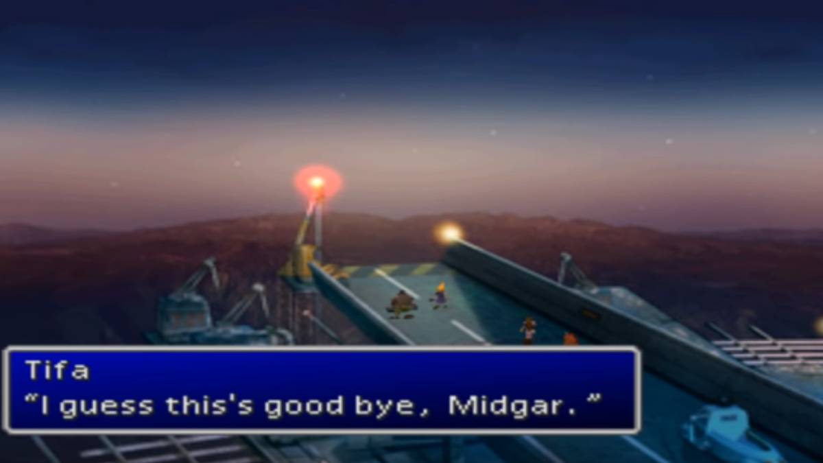 original final fantasy 7 leaving midgar scene
