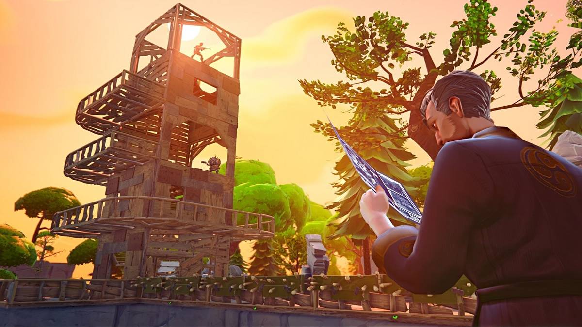 fortnite looking at a map wallpaper