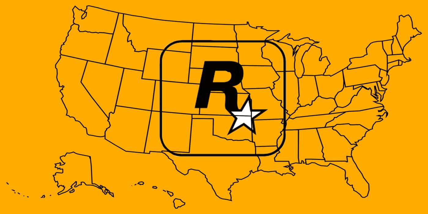 Vector map of USA with Rockstar logo