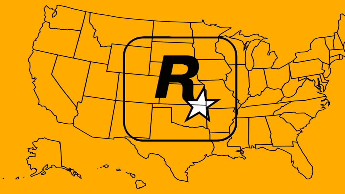 Vector map of USA with Rockstar logo