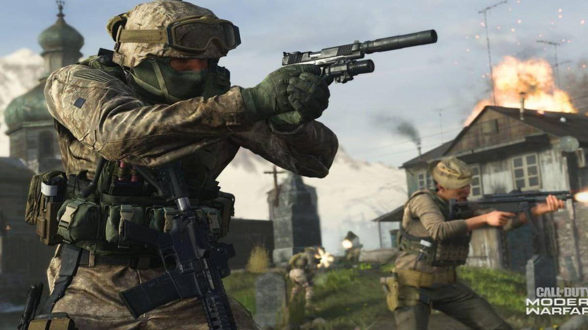 modern warfare soldier holding pistol