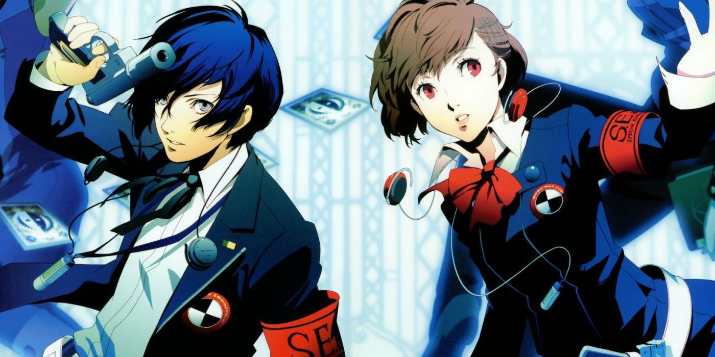 promotional art, persona 3, protagonists
