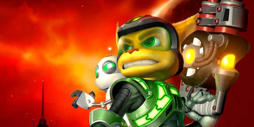 Ratchet And Clank Up Your Arsenal cover art with protagonists