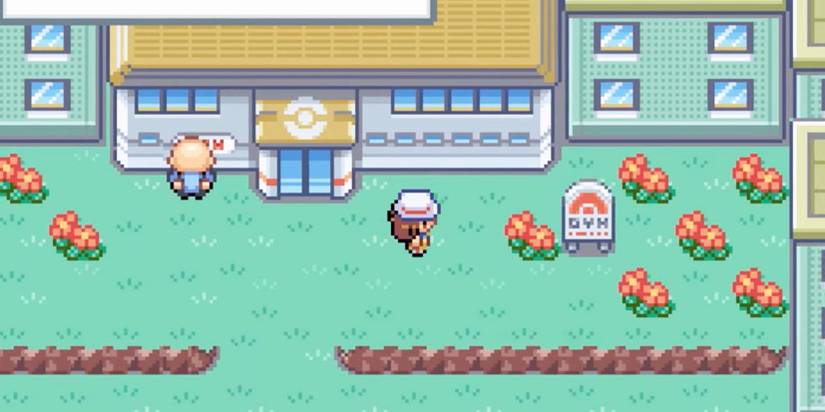 Pokemon center entrance in Pokemon FireRed