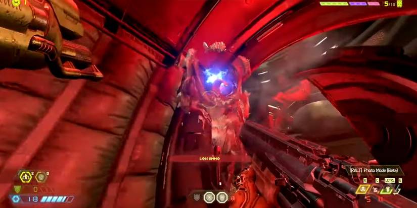 Doom Eternal Combat Shotgun firing at demon