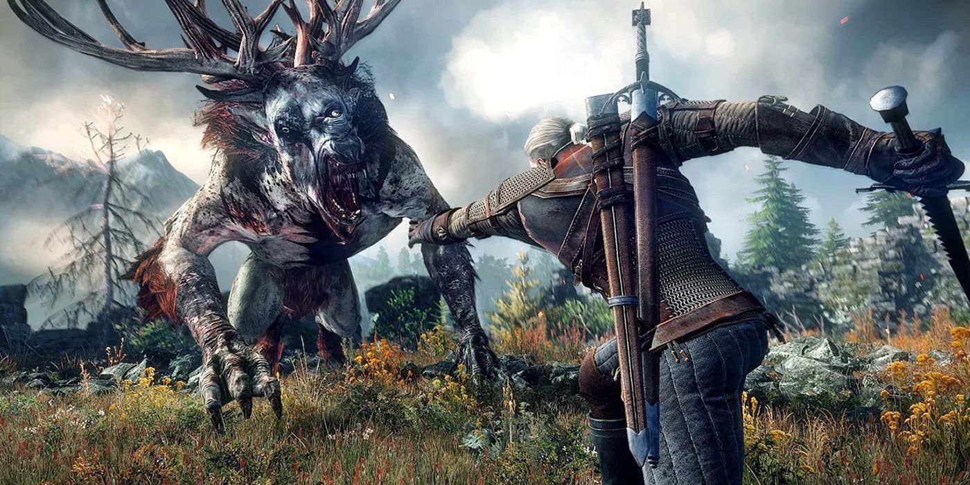 The Witcher 3: Geralt Fighting A Chort