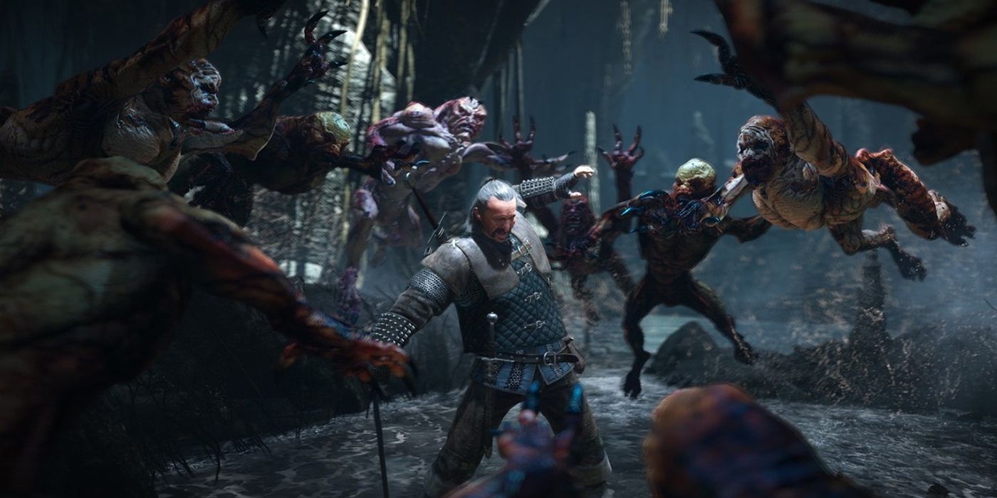 The Witcher 3: Vesemir Being Attacked On All Sides