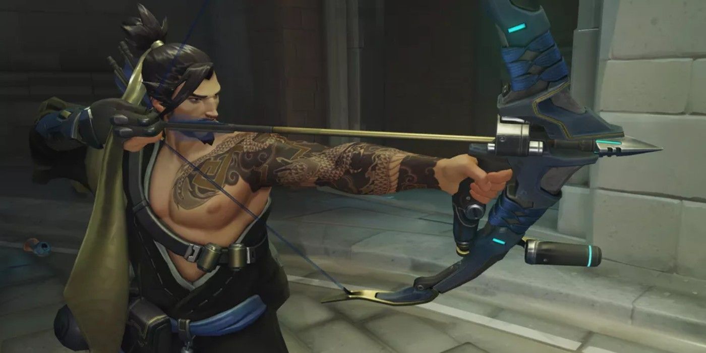 Hanzo aiming bow close up in Overwatch