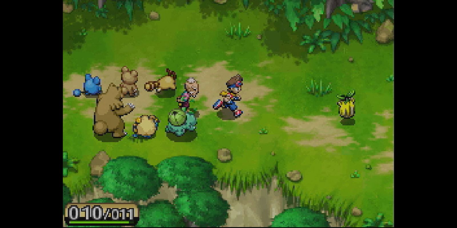 Hero running through field with various Pokemon in Pokemon Ranger